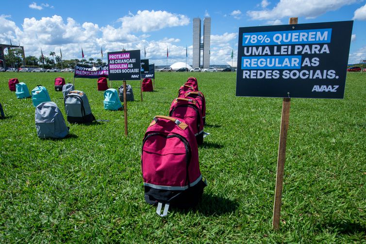 Ato no gramado do Congresso lembra vítimas de ataques em escolas