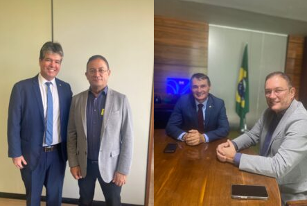 POR EMENDAS: Em Brasília, Dunga Júnior é recebido por Romero Rodrigues e Ruy Carneiro