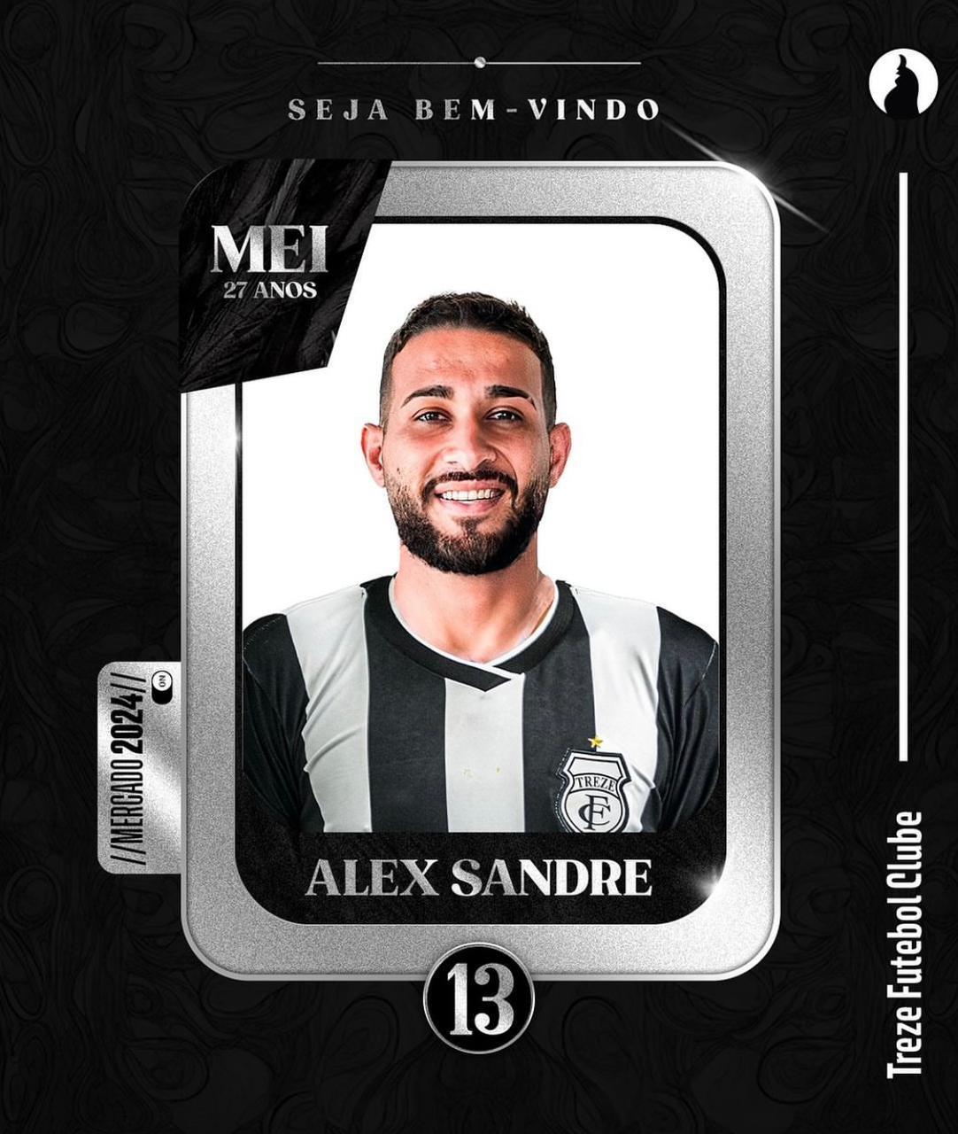 Alex Sandre é o 28º jogador do Treze confirmado para 2024