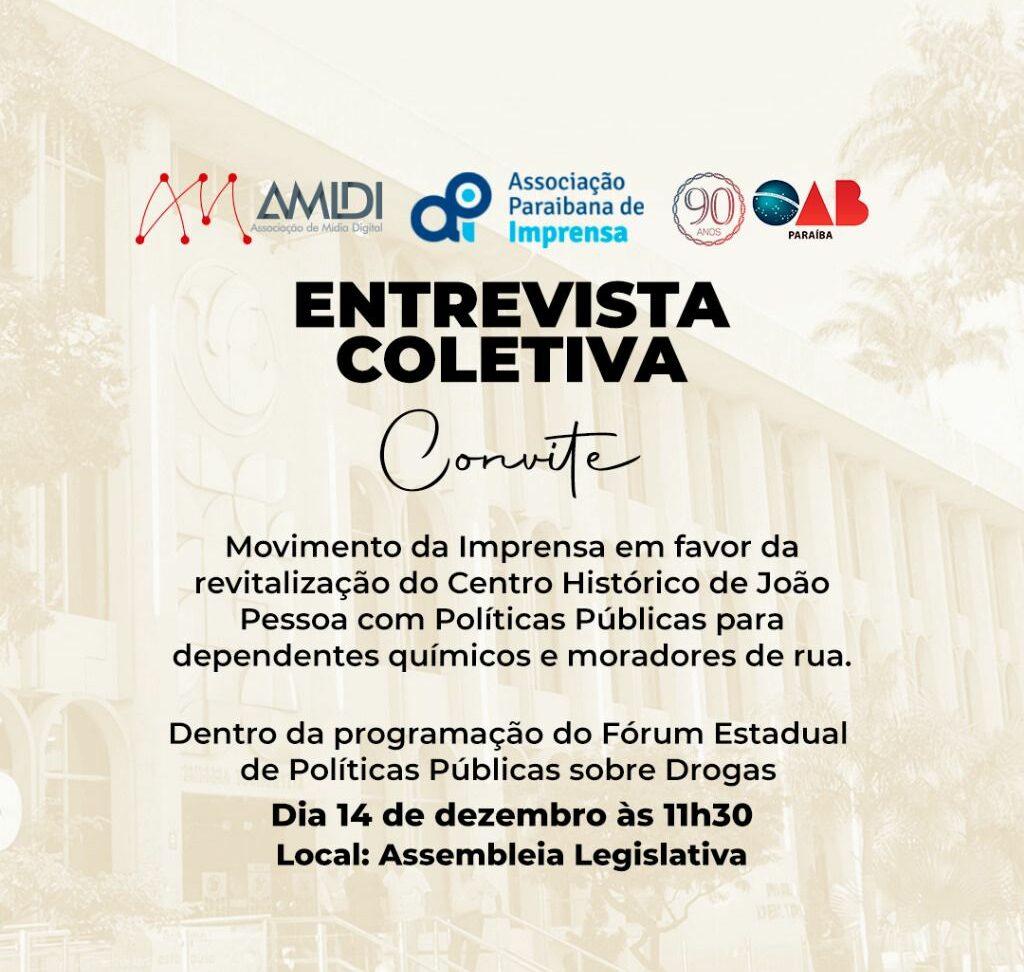 API, Amidi e Sindicato dos Jornalistas lançam ‘Grito de Alerta’ sobre dependência química no Centro Histórico de João Pessoa