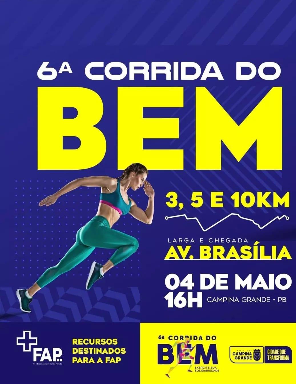 Continuam abertas as inscrições para a 6ª Corrida do Bem, que acontece em 4 de maio
