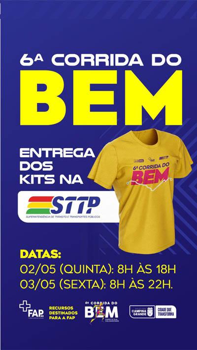 Kits para a 6ª Corrida do Bem serão entregues na quinta e sexta-feira; evento acontece no sábado