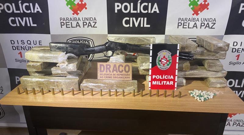 Operação conjunta mira tráfico no sertão, apreende 27 tabletes de drogas, e prende três acusados e liderança criminosa
