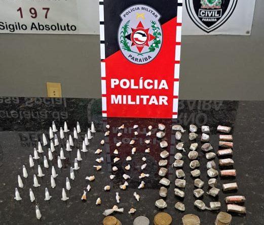Polícia Militar apreende drogas durante reforço da segurança na área da feira de Alagoa Grande