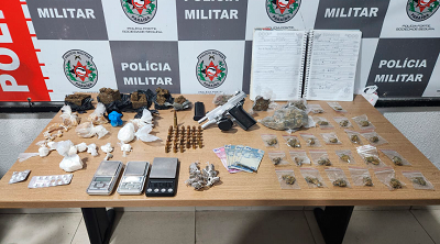 Polícia Militar apreende arma de fogo e drogas na zona sul da Capital