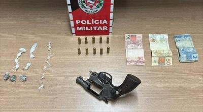 Polícia Militar apreende arma e drogas com suspeito em uma aldeia da cidade de Marcação